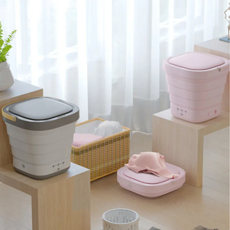 2 in 1 Portable Mini Folding Clothes Washing Machine Bucket Automatic Home Travel Self-driving Tour Underwear Foldable Washer