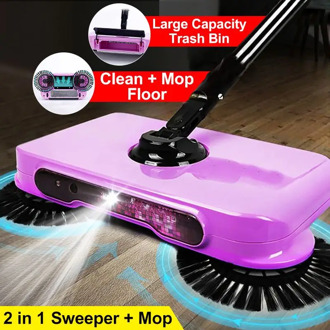 2 in 1 Portable Stainless Steel Sweeping Machine Floor Dust Sweeper Mop Household Cleaning Hand Push Sweeper Broom Dustpan Mop