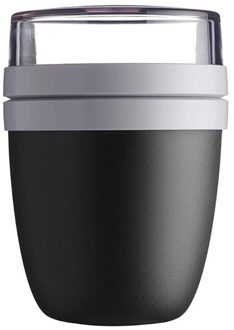 2 In 1 Praktische Lunch Cup Reizen Draagbare Houden Verse Kom Gaan Lunchbox Yoghurt Moer Behoud Cup zwart