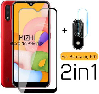 2 in 1 protective glass for samsung a01 camera screen protector for samsung galaxy a01 a 01 a015f sm-a015f/ds tremp glas film