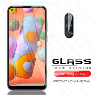2-in-1 protective glass on the for samsung galaxy a11 2020 sm-a115f/ds 6.4'' smartfone screen camera lens film cover a 11 11a