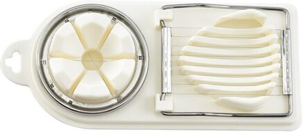 2 In 1 Rvs Cutter Ei Snijmachines Multifunctionele Fruit Groente 2 Manieren Ei Snijden Keuken Snijden Koken Salade wit