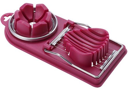 2 In 1 Rvs Egg Slicer Cutter Fruit Groente Snijden Keuken Accessoires Snijden Gadget Egg Cutter Eieren Gereedschap paars