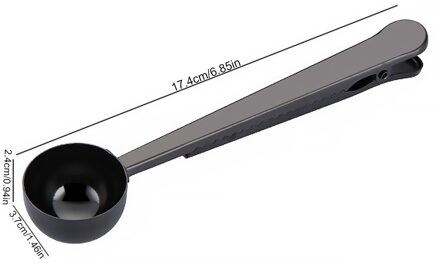 2 In 1 Rvs Koffie Lepel Voedsel Zak Sealer Thee Scooper Afdichting Clip Keuken Accessoires Cafe Decoratie zwart