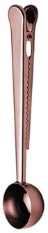 2 In 1 Rvs Koffielepel Afdichting Clip Keuken Gouden Accessoires Cafe Scoop Lepel Draagbare Tas Afdichting Clip Keuken tool roos goud