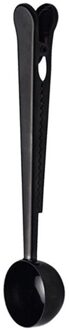 2 In 1 Rvs Koffielepel Afdichting Clip Keuken Gouden Accessoires Cafe Scoop Lepel Draagbare Tas Afdichting Clip Keuken tool zwart