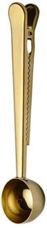 2 In 1 Rvs Koffielepel Afdichting Clip Keuken Gouden Accessoires Cafe Scoop Lepel Draagbare Tas Afdichting Clip Keuken tool