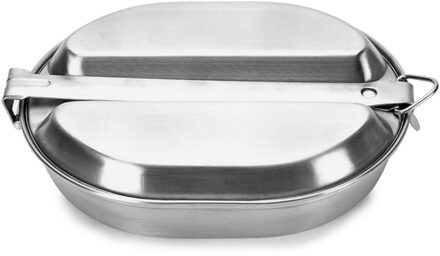 2 In 1 Rvs Voedsel Lunchbox Snack Fruit Lade Voedsel Opslag Lunch Voedsel Container Voor Camping Picknick Outdoor draagbare Pan