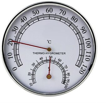 2-In-1 Sauna Thermometer Metalen Behuizing Exquisite Dial Temperatuur Vochtigheid Meting Sauna Thermometer Hygrometer wit