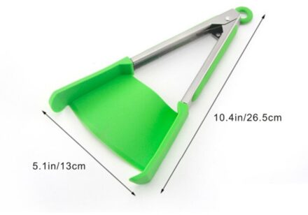 2 In 1 Smart Keuken Spatel En Tang Non-stick Hittebestendige Rvs Frame Silicone Tang Keuken Gadget 9/12 Inches groen 9 in