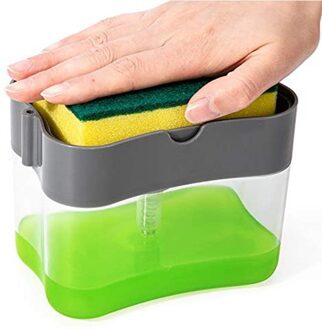 2-In-1 Spons Doos Met Zeepdispenser Dubbele Laag Keuken Plastic Zeepdispenser Spons Scrubber Houder Case 13 Gram # Y