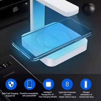 2 In 1 Telefoon Uv Sanitizer Draadloze Snel Opladen Draagbare Telefoon Ultraviolet Desinfectie Lamp Mobiel Uv Sterilisator Charger zwart