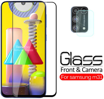 2 in 1 tempered Glass For samsung Galaxy m31 m315F m315 m 31 camera lens screen protector For samsung m31 Glass protective Film
