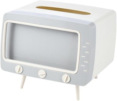 2 In 1 Tissue Doos Bureau Doos Creatieve Tv Verschijning Met Telefoon Stand wit