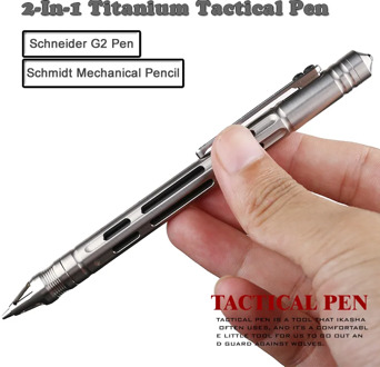 2-In-1 Titanium Tactical Pen Pencil Gel Ink Pen Self Defense Glass Breaker Outdoor Survival EDC Tool Collection Gift