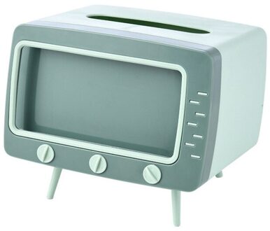 2 In 1 TV Tissue Box Office Desk Box Paper Holder Dispenser Storage Napkin Case Organizer with Mobile Phone Holder groen