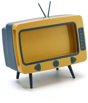 2 In 1 Tv Tissue Doos Desktop Papier Houder Dispenser Opslag Servet Case Organizer Met Mobiele Telefoon Houder L/S blauw klein