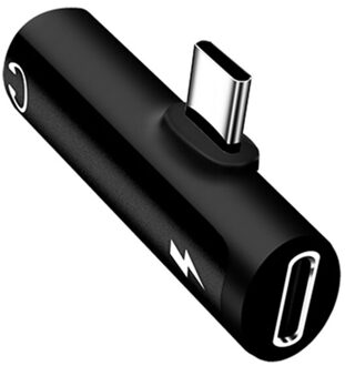 2 In 1 Type C Naar 3.5Mm Jack Koptelefoon Opladen Converter Usb Type-C Audio Adapter Voor Samsung s20 Xiaomi Huawei P20 Pro Type C zwart