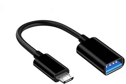 2 In 1 Usb 3.0 Otg Adapter Kabel Voor Samsung Nylon Gevlochten Micro Usb Type C Data Sync Adapter Voor huawei Voor Macbook Type-C Otg zwart