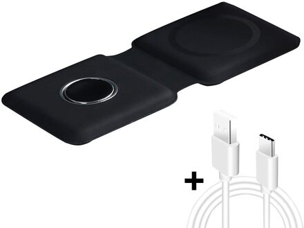 2 In 1 Voor Veilige Oplader Magnetische Draadloze Vouwen Lading Voor Iphone 12 Pro Max 11 X Iwatch Airpods 2/3 15W Snel Opladen zwart