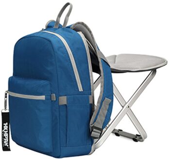2 In 1 Vouwen Vissen Stoel Rugzak Lichtgewicht Rugzak Kruk Combo Rugzak Voor Camping Vissen Wandelen Picknick Bbq blauw