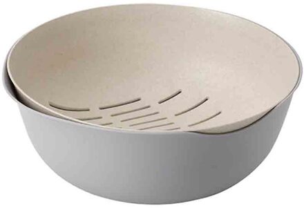 2 in 1 Wassen Rijst Zeef Theepot Groente Fruit Mand Keuken Gereedschap Kom grijs