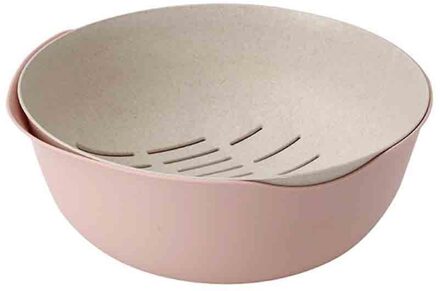 2 in 1 Wassen Rijst Zeef Theepot Groente Fruit Mand Keuken Gereedschap Kom roze