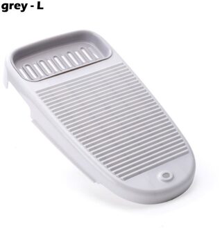 2 In 1 Wasserij Kleren Board Plastic Thicken Wasbord Met Zeep Houder Zetel Doos Badkamer Schoonmaken Wasserij Schrobben grijs - L