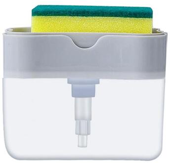 2-In-1 Zeepdispenser Pomp Spons Creatieve Keuken Handpers Zeepdispenser Met Spons cocina Accesorio grijs