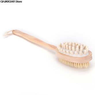 2-In-1 Zijdig 35Cm Natuurlijke Haren Borstel Scrubber Lange Handvat Houten Spa Douche Borstel Bad Body massage Borstels Terug Makkelijk Schoon