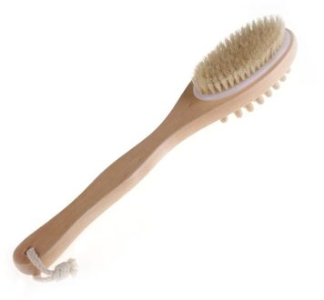 2-in-1 Zijdig Natuurlijke Haren Scrubber Lange Handvat Bath Body Brush Massage