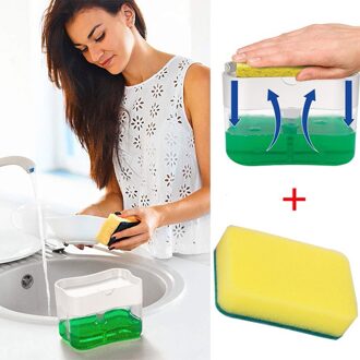 2-in-1Sponge Rack Zeepdispenser Zeepdispenser En Spons Caddy Keuken Zeepdispenser Badkamer Organizer Cleaner Tool