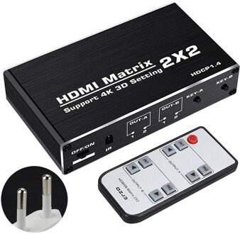 2 In 2 Out 4K 60Hz 1080P HDCP1.4 3D Draagbare Video 2X2 Matrix Plug En play Aluminium Legering Voor Dvd Hdtv Hdmi Switcher Hoge Snelheid EU