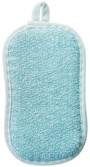 2 In1 Reinigingsborstel Dikke Spons Tweezijdige Scrubber Handschoenen Schoonmaken Tool Met Lanyard Spons Doek Poetsdoek Voor Keuken 02 blauw