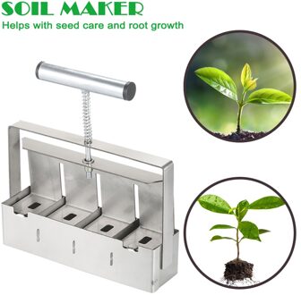 2 Inch Handleiding Bodem Blocker Rvs Handheld Bodem Blok Maker Met Handvat Plant Bodem Blokkeren Tool Tuin Accessoires