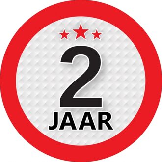 2 jaar leeftijd sticker rond 9 cm - 2 jaar verjaardag/jubileum versiering