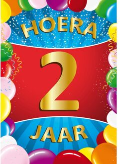 2 jaar mega deurposter 59 x 84 cm leeftijd verjaardag feestartikelen - Feestposters Multikleur