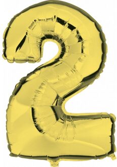 2 jaar versiering cijfer ballon Goudkleurig