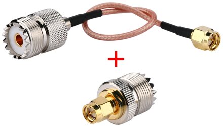 2 Kits (Pigtail Kabel + Adapter) rf Coax Sma Male Naar Uhf Dus-239 Vrouwelijke Kabel + Sma Male Naar Uhf Vrouwelijke SO239 Adapter Voor baofeng 25CM