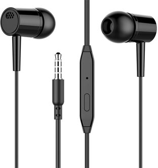 2 Kleur 3.5Mm In-Ear Wired Oortelefoon Met Microfoon Oordopjes Headset Voor Oneplus Huawei Xiaomi Voor Telefoon Computer type C Naar 3.5Mm Audio zwart