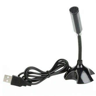 2 Kleur Verstelbare Usb Laptop Microfoon Mini Studio Speech Microfoon Stand Mic Met Houder Voor Desktop Pc zwart