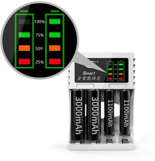 2 Kleuren 4 Slots Led Batterij Oplader Smart Oplaadbare Batterij Opladers Voor Aa/Aaa Ni-Mh/Ni-Cd oplaadbare Batterij tonen as photo