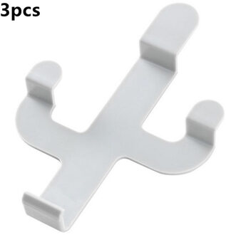 2 Kleuren Leuke Cactus Shaped Sterke Zelfklevende Zuignap Lijm Zware Belasting Rack Naadloze Hanger Haak Keuken Accessoires 3stk grijs