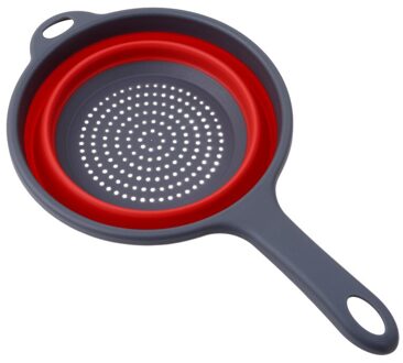 2 Kleuren Opvouwbare Afvoer Mand Vergiet Fruit Groente Wasmand Zeef Afdruiprek Met Handvat Keuken Opslag Gereedschap Cocina Rood