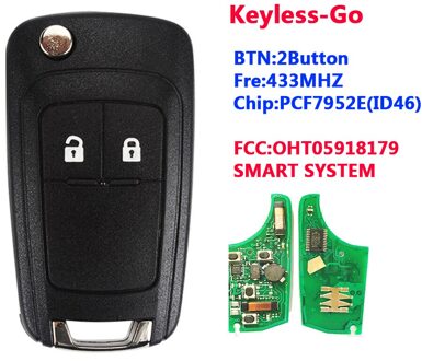 2 Knop Keyless-Go Vouwen Flip Afstandsbediening Sleutel Slimme Auto Sleutel Voor Chevrolet 433Mhz ID46 46 Chip HU100 ongesneden Balde