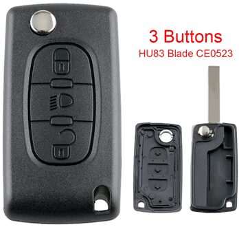 2 Knoppen Entry Vervanging Flip Folding Autosleutel Shell Afstandsbediening Autosleutel Cover Met Ongesneden Blade Fit Voor Citroen C2 c3 C4 C5 C6