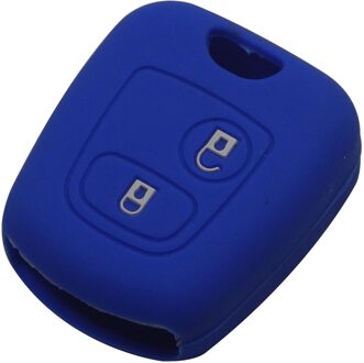 2 Knoppen Siliconen Rubber Auto Remote Key Case Cover Voor Peugeot 107 206 307 207 408 Sleutel Protector Houder Shell darkblue