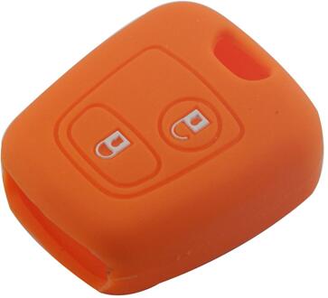 2 Knoppen Siliconen Rubber Auto Remote Key Case Cover Voor Peugeot 107 206 307 207 408 Sleutel Protector Houder Shell oranje