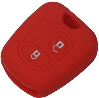 2 Knoppen Siliconen Rubber Auto Remote Key Case Cover Voor Peugeot 107 206 307 207 408 Sleutel Protector Houder Shell rood