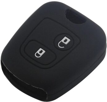 2 Knoppen Siliconen Rubber Auto Remote Key Case Cover Voor Peugeot 107 206 307 207 408 Sleutel Protector Houder Shell zwart